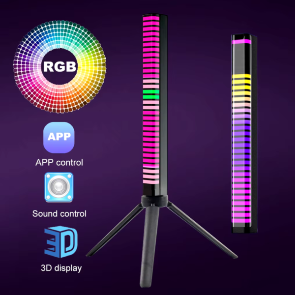 3D RGB APP Control Rechargeable Rhythm Light With Voice-Activated Pickup (D10)