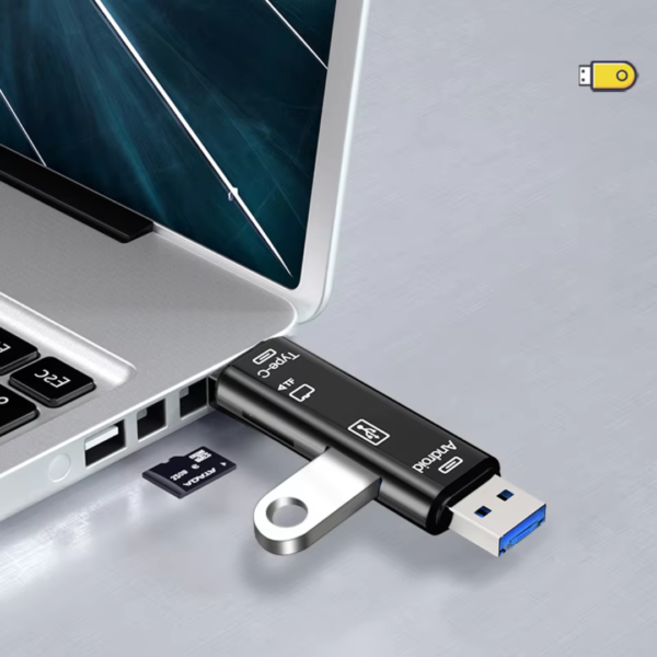 GearUP 5 In 1 Multifunction OTG Card Reader- Type-C/USB /Micro USB/micro SD Memory Card Reader - Image 4